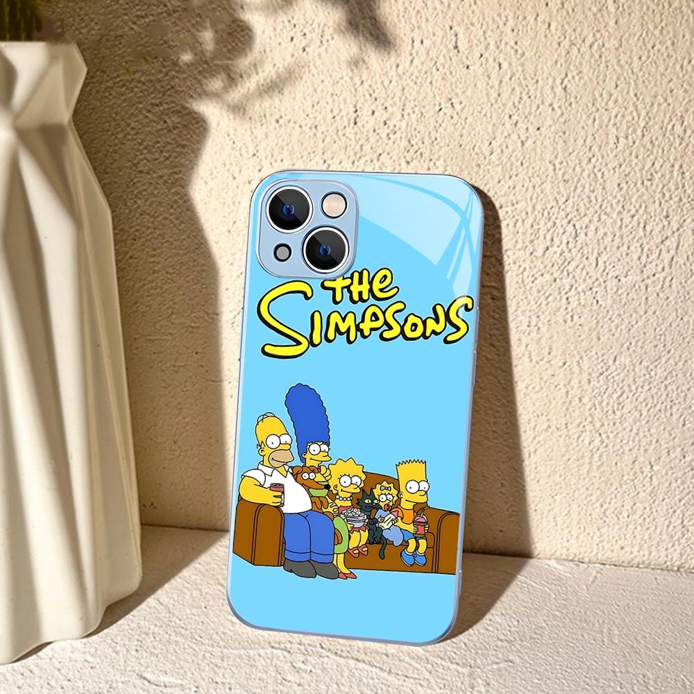Cartoon The S-Simp-sons Phone Case Tempered Glass For Iphone 14 13 12 11 Pro Mini XS MAX 14Plus X XS XR Cover