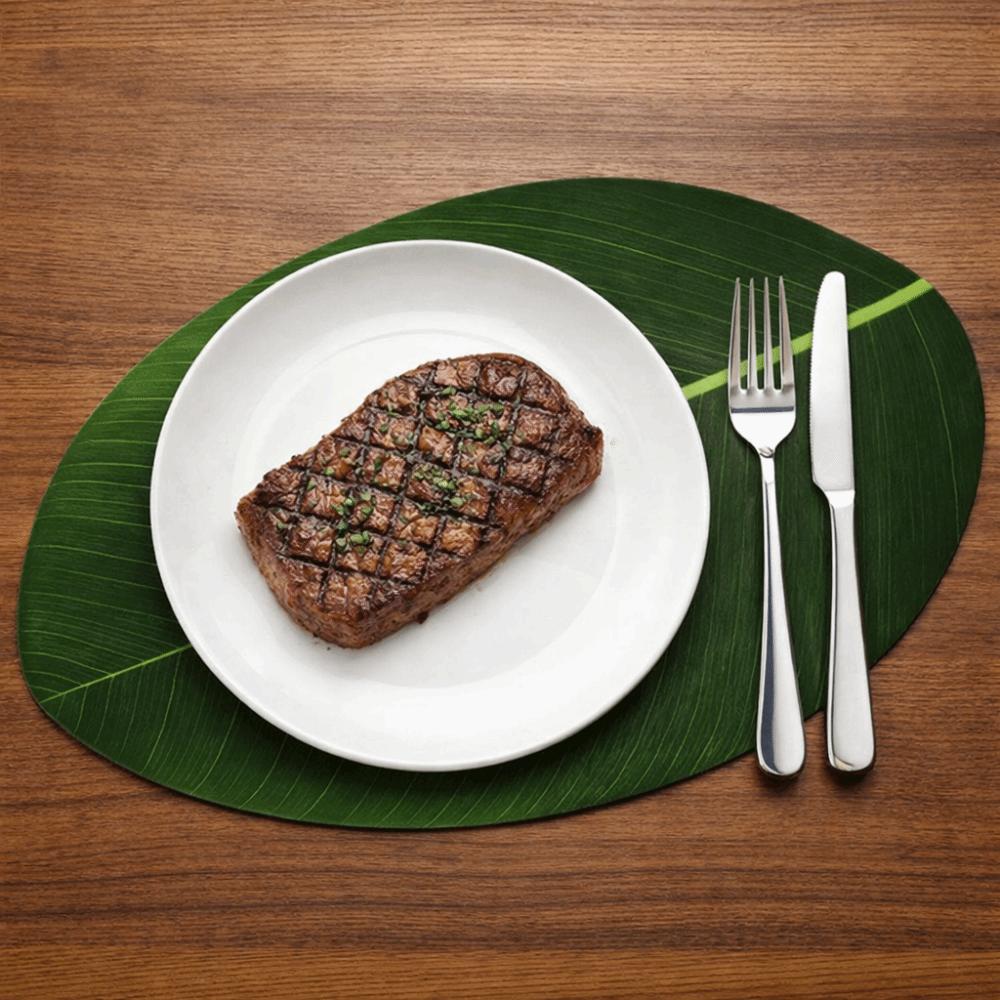 2PCS Waterproof Leaf-Shaped Placemat Stain Resistant Heat Insulation Mat Dinnerware Pad  Dish
