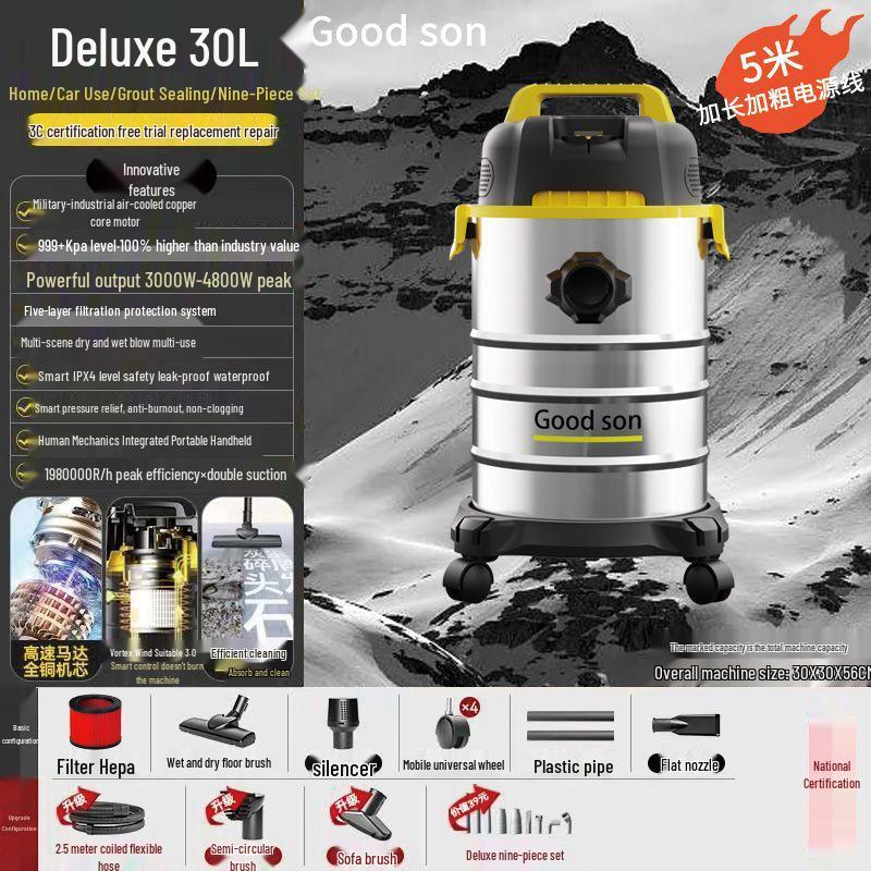 GUTSEN Dual-Use High Suction Wet/Dry Industrial Vacuum Cleaner for Heavy-Duty and Car Cleaning