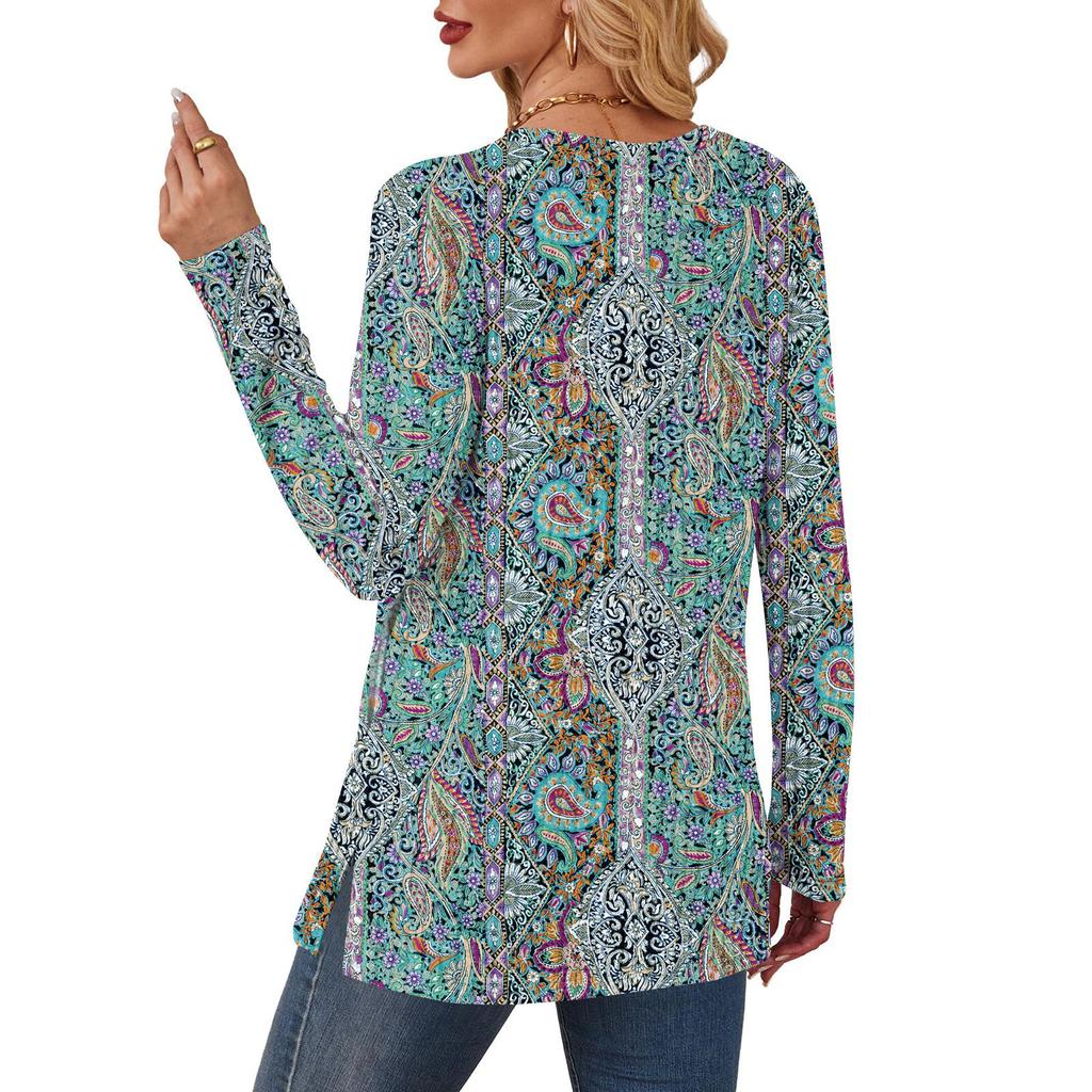 Womens Sweaters Crewneck Long Sleeve Shirts With Pockets Fall Outfits  Fashion Winter Clothing Side Slit