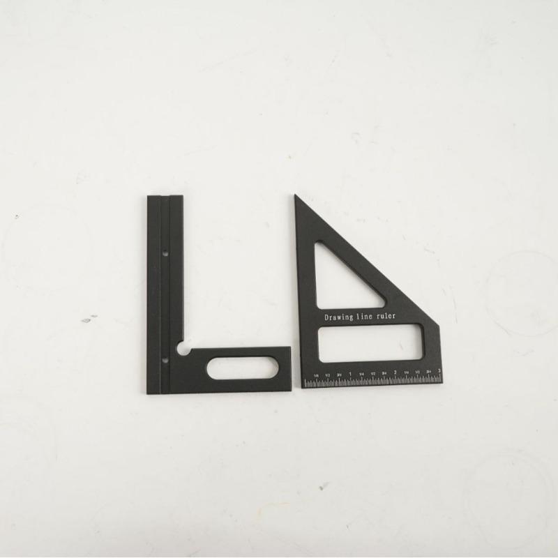 1 PZ Righello Multifunzione per Falegnameria 45° Lega di Alluminio Scala di Disegno Triangolo Misura Angolo Retto 90° Tracciatore di Centro