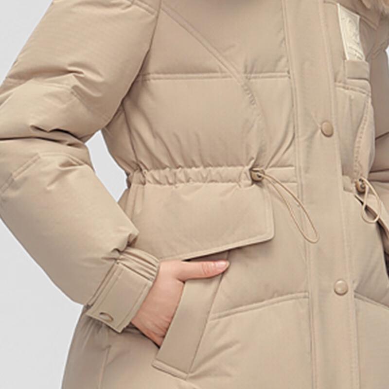 XueZhongFei Women's Hooded Mid-Length Down Jacket with Fox Fur Collar