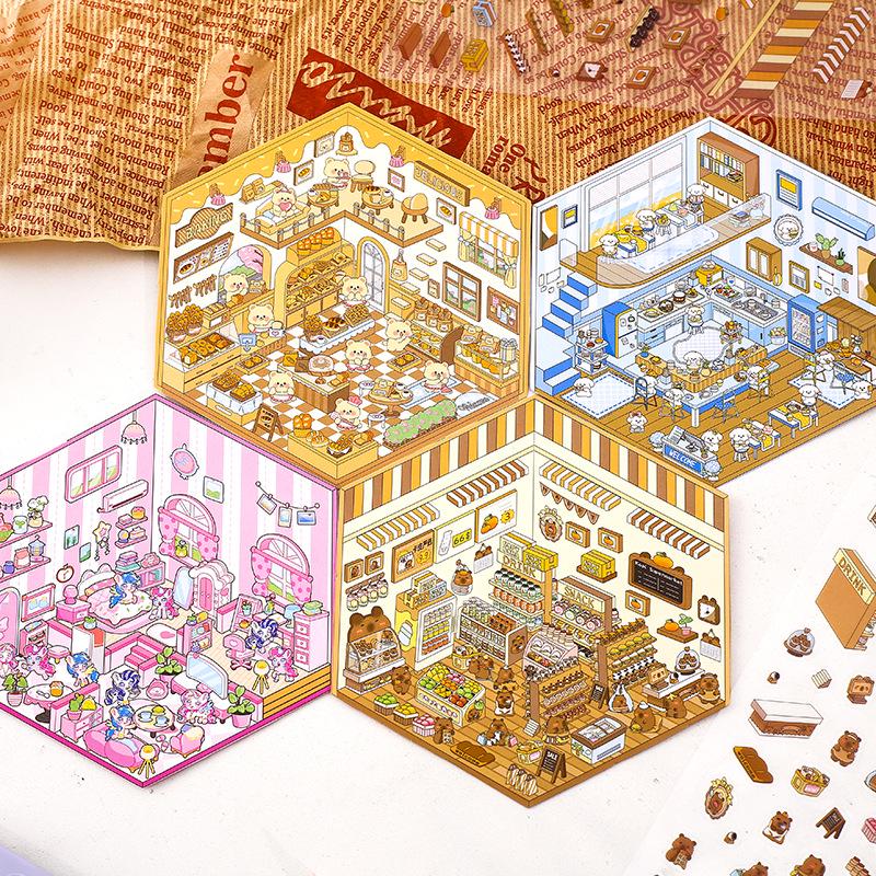 3D Cottage and Landscape Handmade DIY Stickers