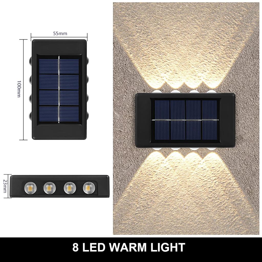 4/6/8/LED Solar Wall Lamp Outdoor Waterproof Solar Powered Light UP and Down Illuminate Home Garden Porch Yard Decoration