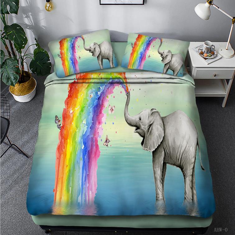 Bohemian animal elephant series quilt cover three-piece 3D digital bedding