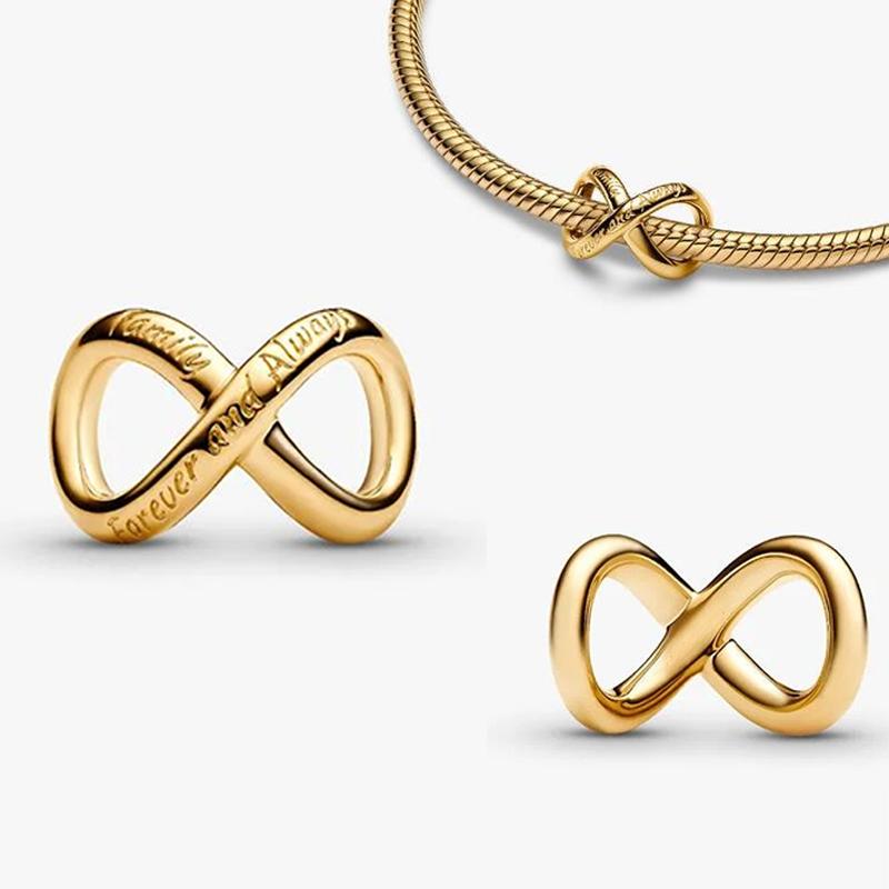New Original Copper Charms Lucky Infinity Symbol Heart Beads Pendants Fit Bracelet Necklace Diy Jewelry Gift