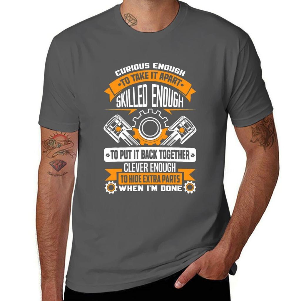 Curious Enough To Take It Apart Skilled Enough Mechanic Tshirt Light Athletic Short Sleeve Tee Shirt