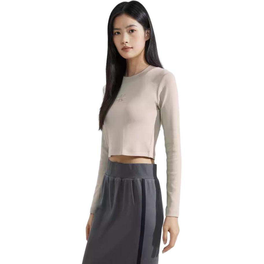 Calvin Klein Fashion Letter Ribbed Stretch Long Sleeve T-Shirt Women tops Off-White J222390PED