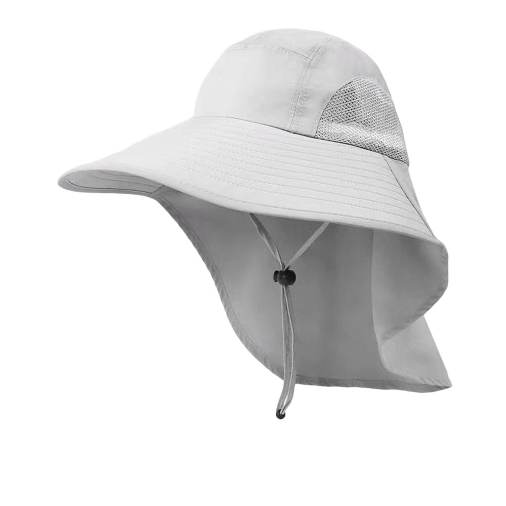 Men's Outdoor Sun Protection Hat Wide Brim Fishing Hat Travel Hat with Neck Flap and Adjustable Chin Strap Breathable Mesh Panels