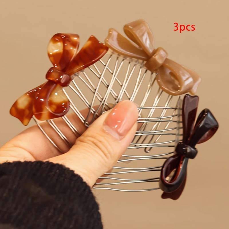 3pcs Elegant Bow Hair Clip Headband Hairpin Bun Comb Bangs Hair Accessory Mother's Day Back-to-School Easter Holiday Gift
