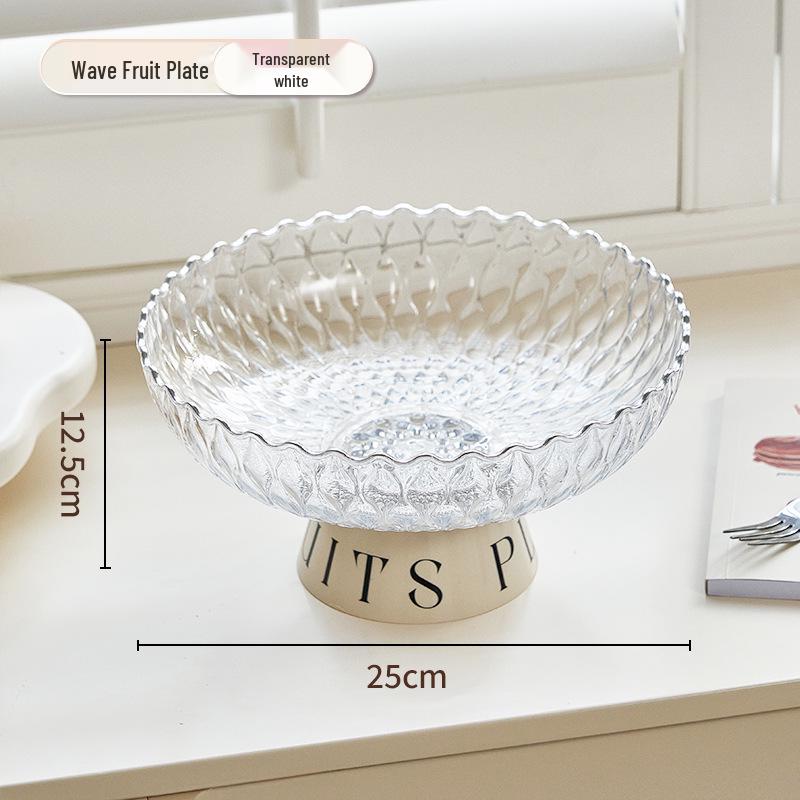 Elegant High-Footed Fruit Basket and Snack Plate with Large Capacity - Cream Style