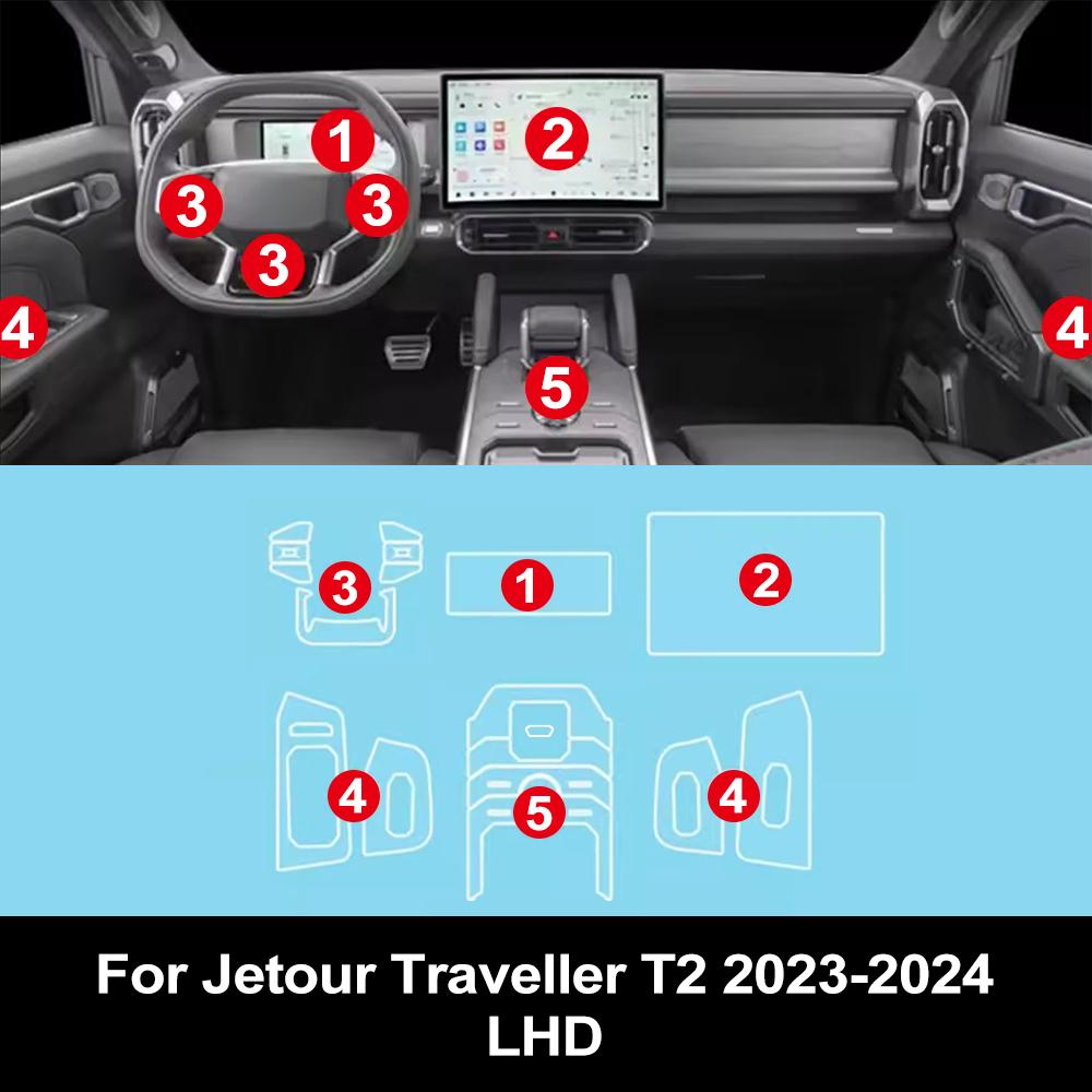 

Pre Cut TPU Protective Film for Jetour Traveller T2 2026-2026 Car Center Console Transparent Anti-scratch Interior Film Sticker