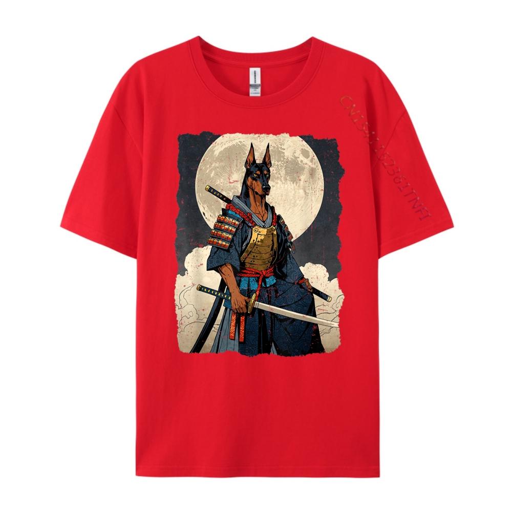 

Doberman Dog Samurai Japanese Retro Ukiyo E Warrior Doberman T Shirt Men 100 Cotton Mans Camiseta Masculina Vintage S