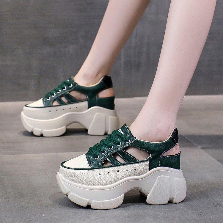 

Горячая распродажа танкетка с полым дном для маффинов модная повседневная обувь модные сексуальные босоножки на супервысоком каблуке кроссовки C1143 40 зелёный