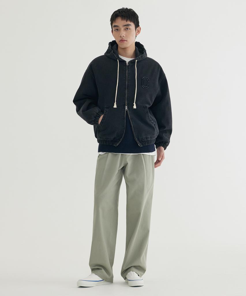 COVERNAT Twill 2-Tuck String Pants Dark Gray