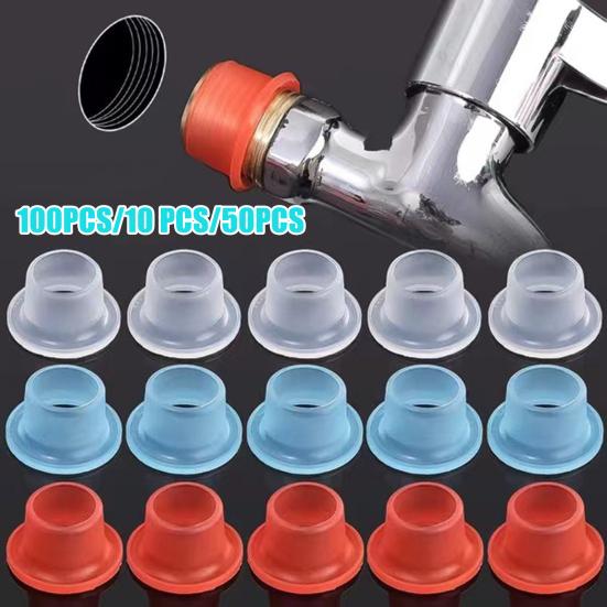 10/50/100Pcs Faucet Sealing Gaskets Heat-Resistant Universal Simple Installation High Pressure Faucet Leak-Proof Sealing Gaskets Silicone Plugs