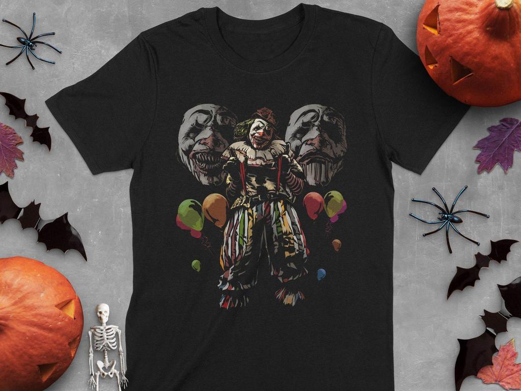 Creepy Clown T-Shirt, Gothic Occult Tee, Horror Dark Art Shirt, Mythology Inspired Top, Halloween Scary Clown Design