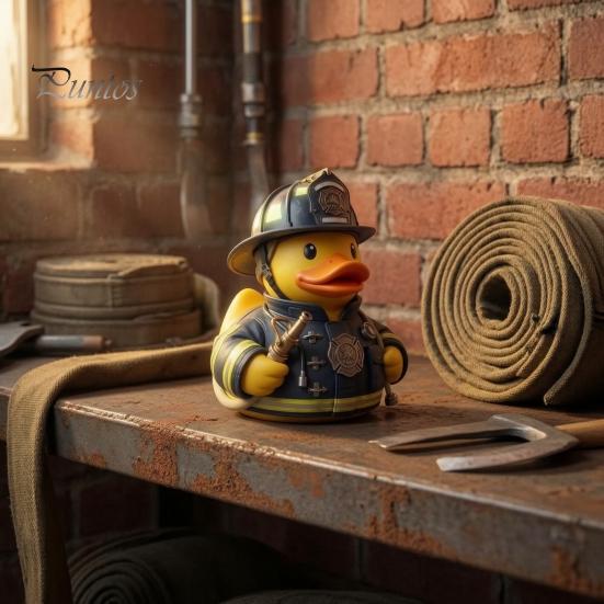 Figurine Canard Pompier Meuble Doux Créatif pour la Maison, Ornement de Bureau en Résine Durable, Ornement de Tableau de Bord de Voiture Statue Jaune pour Décoration de Bureau