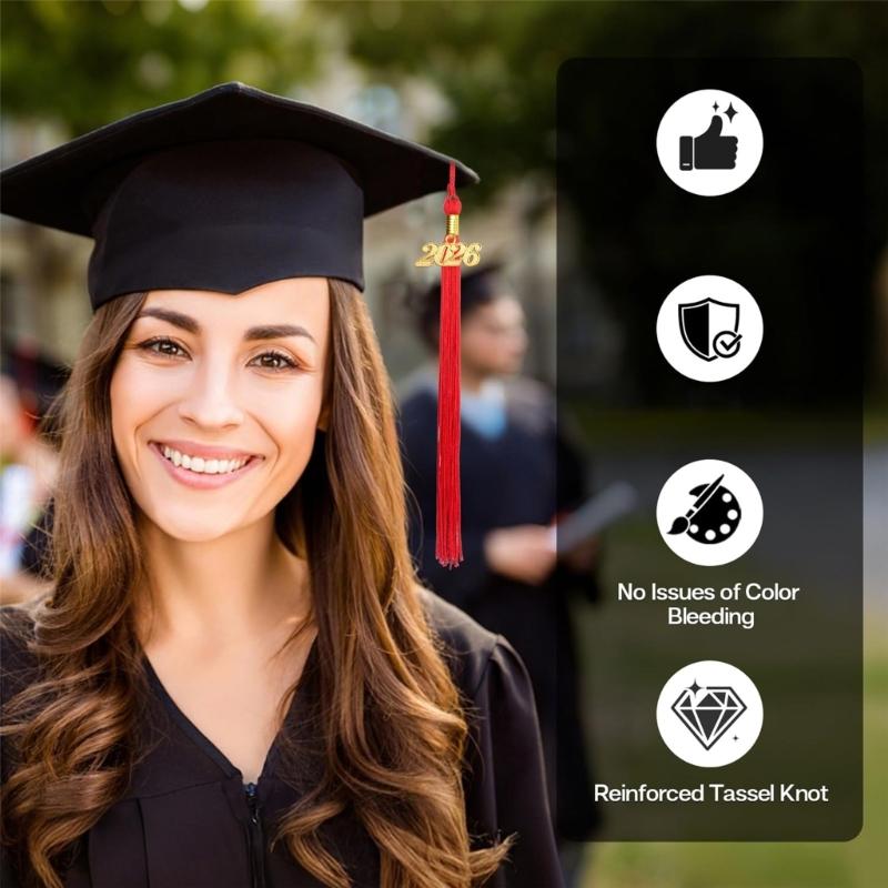 10 Piezas Borlas de Graduación 2026 con Colgante del Año Borlas para Birretes y Togas Académicas y Ceremonias de Graduación