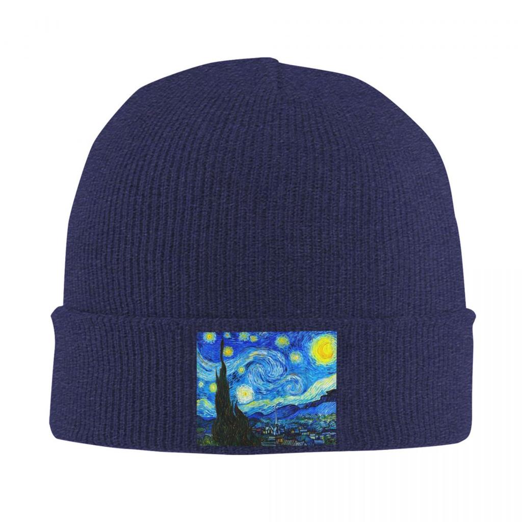 Vincent Van Gogh Starry Night Warm Knitted Cap Hip Hop Bonnet Hat Autumn Winter Outdoor Beanies Hats for Men Women Adult