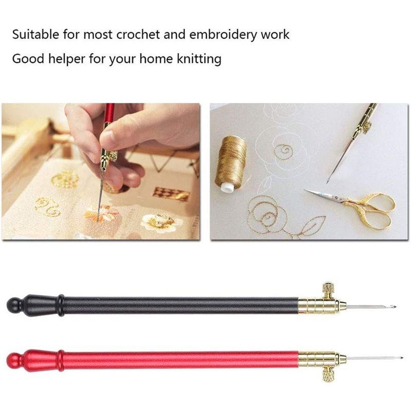 French Crochet Hook With 9 Needles, Stainless Steel Ergonomic Handle For Sewing, Beading, Knitting, DIY Projects