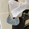Stylish Cowhide Fabric Underarm Bag For Women In Trendy Black White Pink And Blue Colors