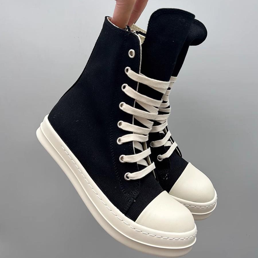 Women's Casual High-Top Canvas Ankle Boots, Milk Cream Sole - Sneakers for Women and Couples