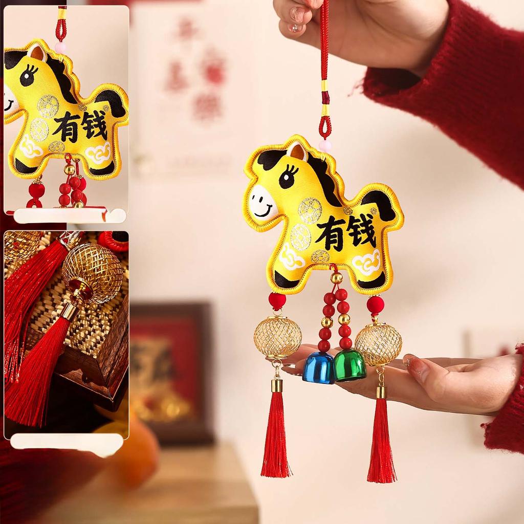 Traditional Spring Festival Pendant 2026 Year of the Horse Lucky for Pony Hanging Fabric Decoration for Home Door and Window