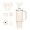 4Pcs Pink Bow Straw Covers Cap Toppers for Stanley Cup Accessories 30&40 oz Tumbler Reusable Silicone Spill Proof Stopper