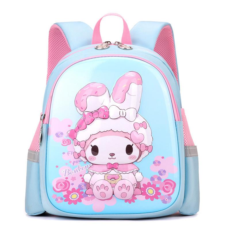 Adorable Cartoon Backpack For Kids Fashionable Nylon Shell With Cute Designs Blue Bunny