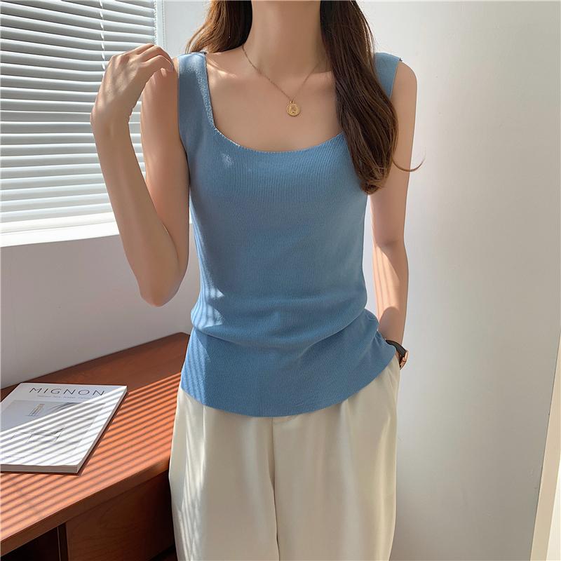 Ladies' Summer Backless T-shirt Women's Casual U-neck Tank Vest Fashion Women's Tank Tops