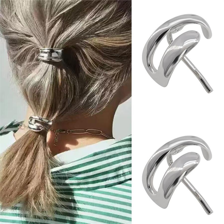 Gold and silver retro metal fashionable hair buckle hair accessories ladies punk elegant high ponytail hairband hair accessories