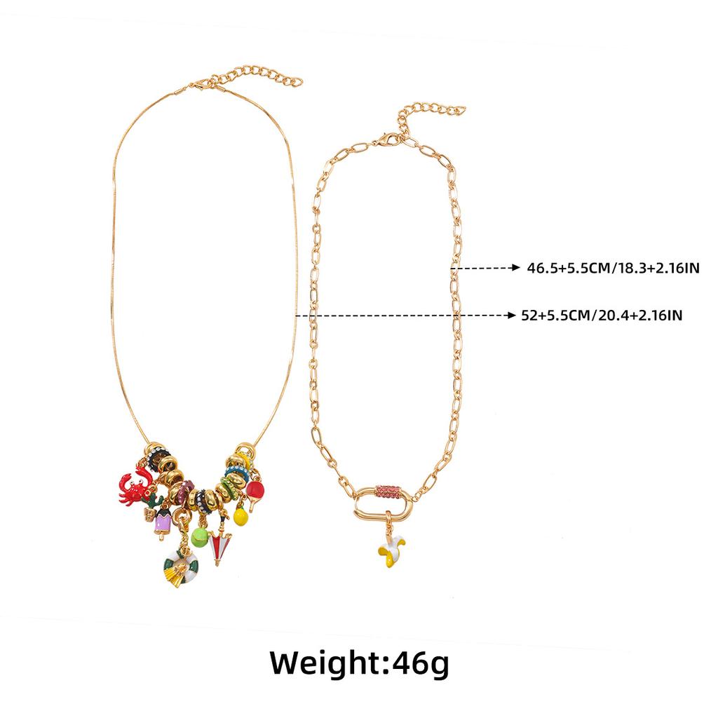 2025 New Trendy Design Double Layered Chain Shaped Alloy Pendant Women's Necklace