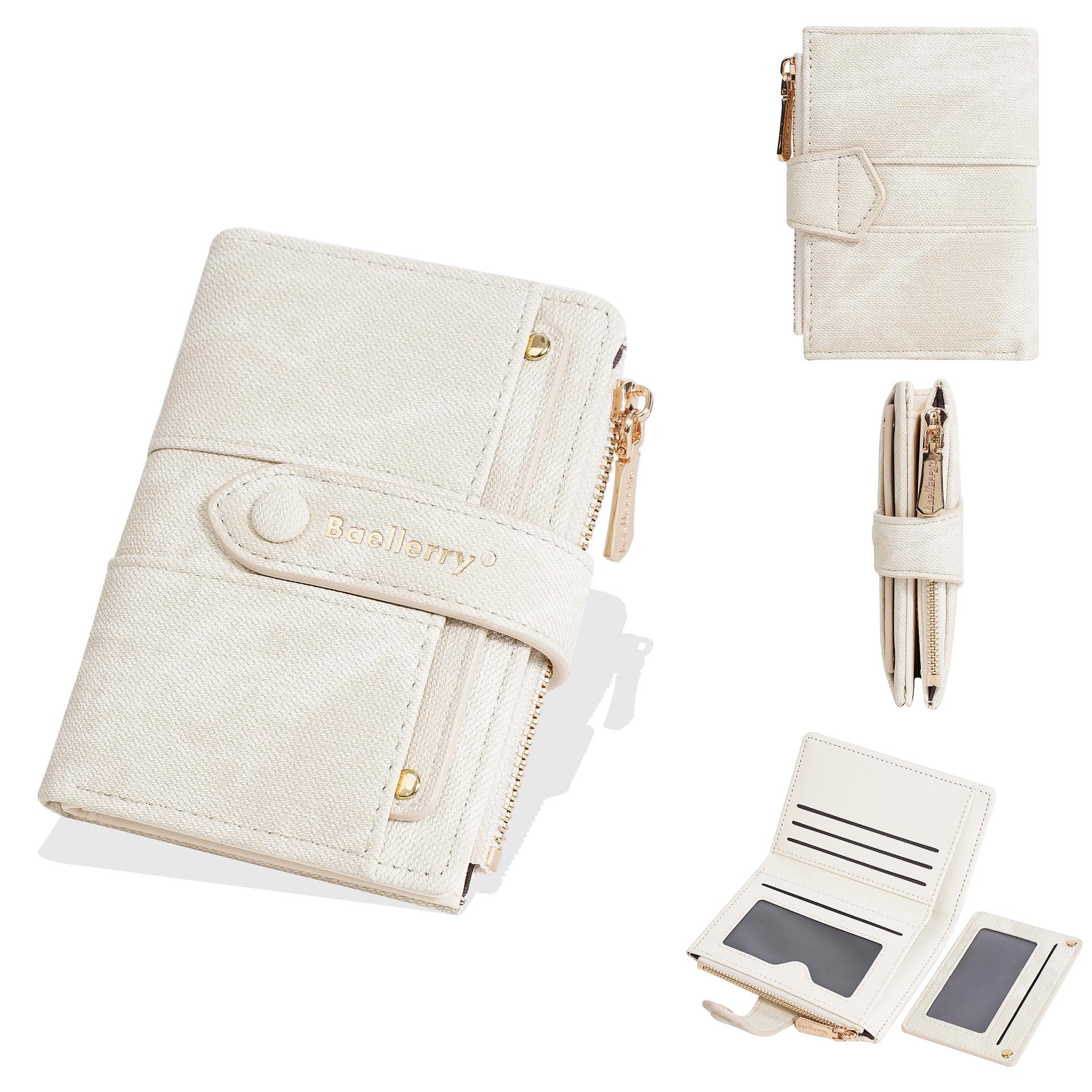 

Стильный женский короткий кошелек с множеством отделений для карт и съемным держателем для ID