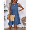 GMXIA Women's Fashion Summer Spring O-Neck Sleeveless Solid Color Print Casual Dresses