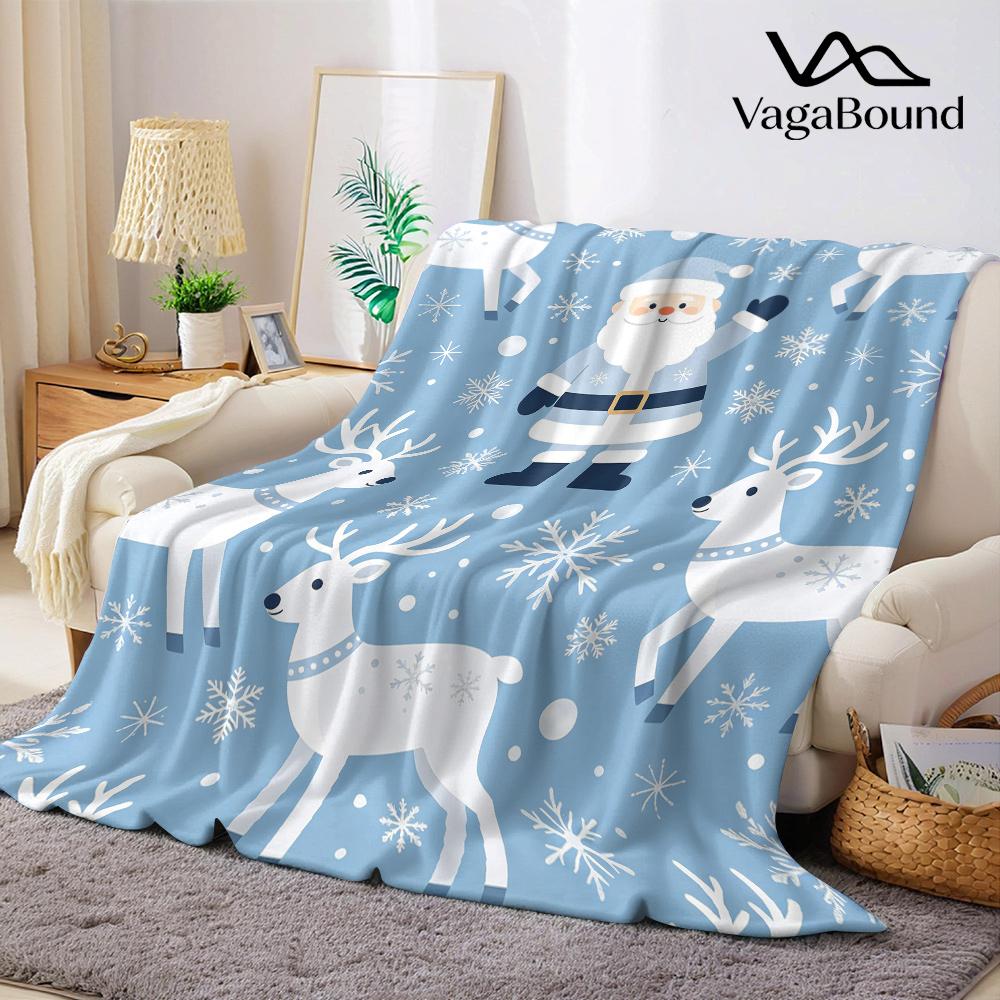 Merry Christmas Santa Flannel Blanket Warm Soft Halloween Christmas All-Season Couch Decorative Cozy Warm Gift