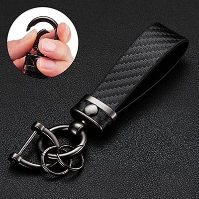Car Sleek Carbon Fiber Style Keychain - 360° Rotatable, Universal Fit with Anti-Lost D-Ring, Durable for Men & Women Amagi