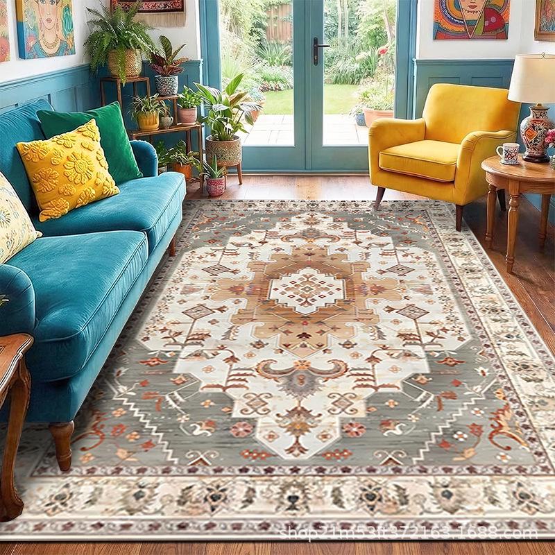 Persian Ethnic Style Living Room Carpet & Soft Home Blanket