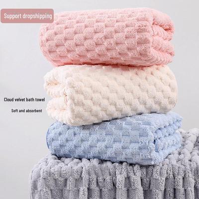 Extra dickes Badetuch-Set aus Korallenfleece für Damen – 3-teiliges Set für Erwachsene mit Trockenhaarhaube
