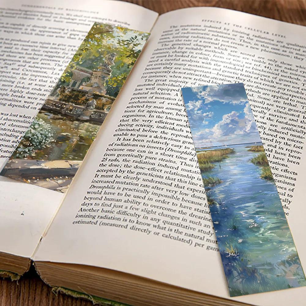 30 STÜCKE Ölgemälde Landschaft Lesezeichen Zimmer Laptop Hintergrund Wanddeko Gepäck Ästhetische Dekorationen Kunst Bildkarte Lesezeichen
