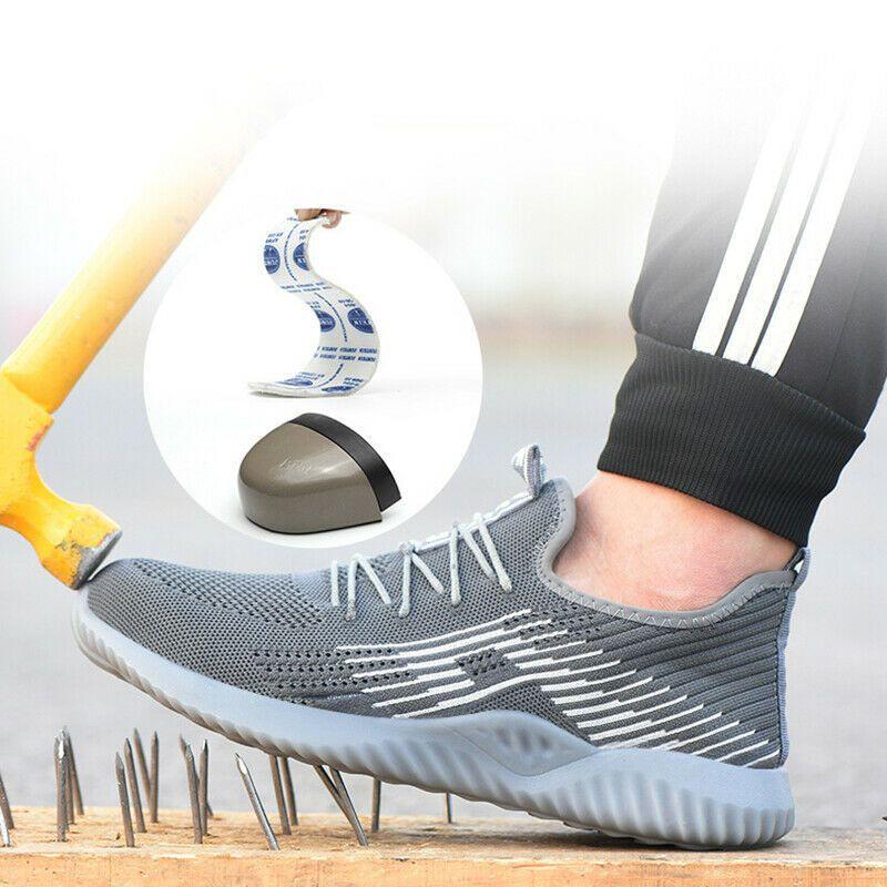 Breathable Mens Womens Safety Shoes Trainers With Slip Resistant Steel Sole