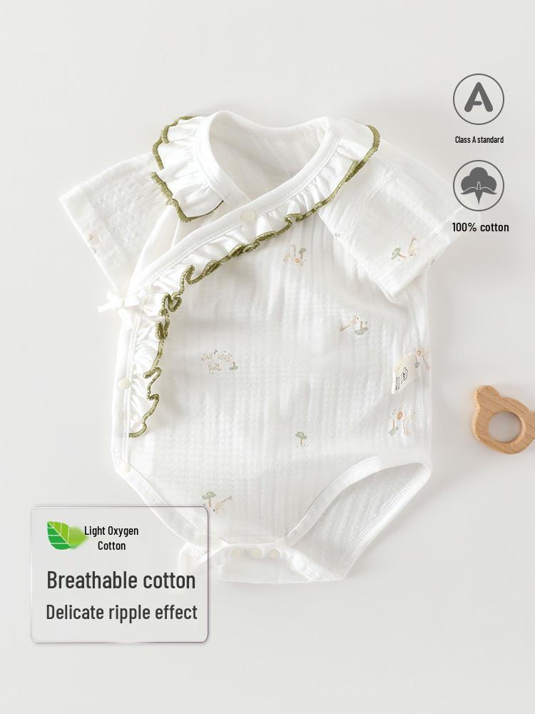 A-Class Cotton Baby Romper - Breathable Summer Jumpsuit with Snap Crotch for Newborns