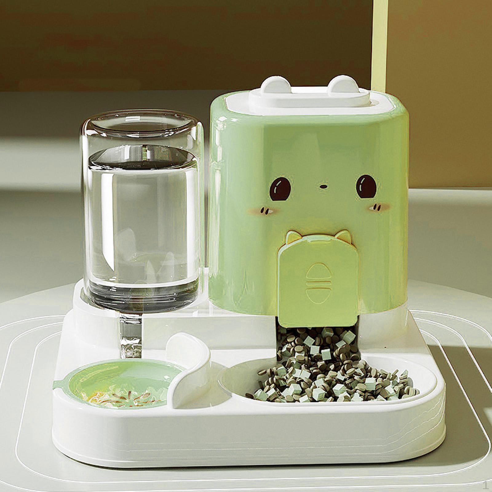 

2 в 1 Автоматическая кормушка для домашних животных Контейнер для кошек Миска для собак Станция кормления Компактная Съемная Вода зелёный