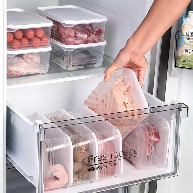 1pc Fridge Storage Box Organizer Fresh Keeping Fridge Freezer Meat Vegetables Fruits Sealed Box Container Heatable