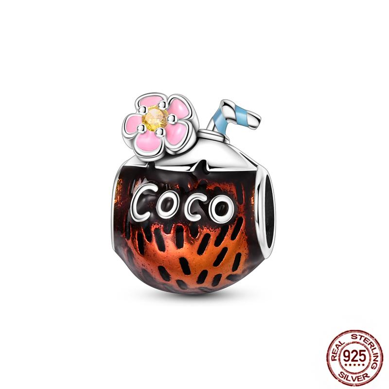 Copper Loveheart Charms Beads Cute Cat Panda Poker Phone Charm Pendant Fit Original Bracelet Diy Jewelry Women Gift