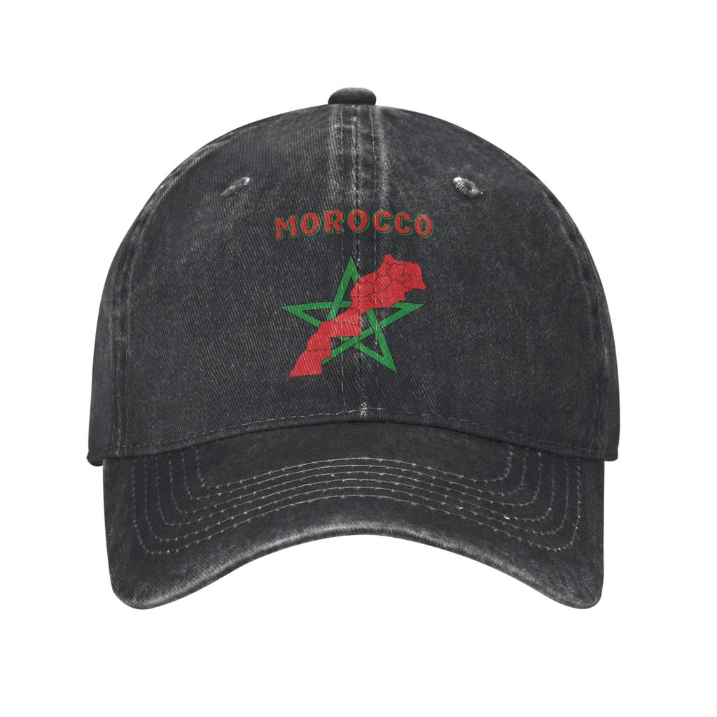 Men Women Coat of Arms of Morocco  Printed Hat Casual Distressed Washed  Baseball Cap Adjustable