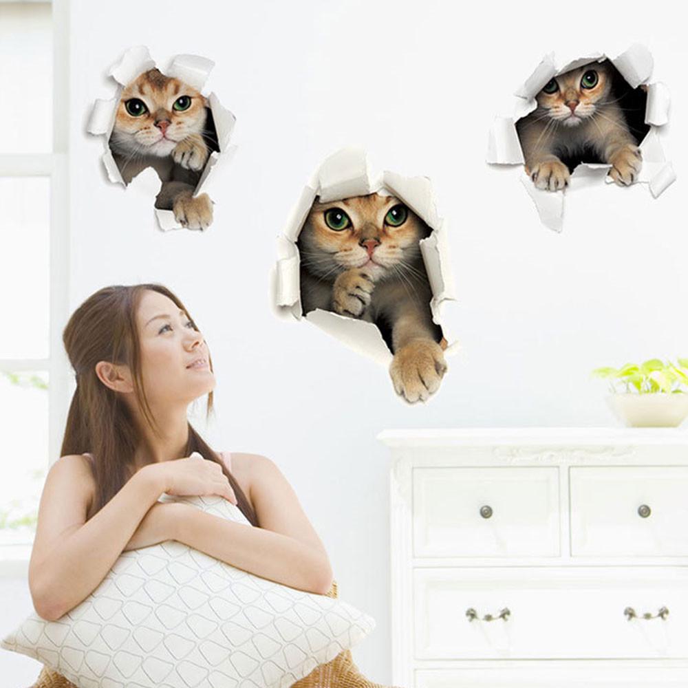 3D Large Wall Cat Kitten Stickers Bedroom Decal Fridge Mural Art Decor Removable 3D Large Wall Cat Kitten Stickers Bedroom Decal Fridge Mural Art Decor Removable