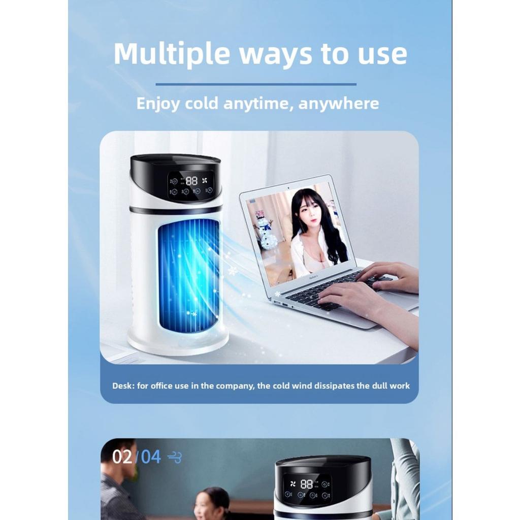 3-In-1 Multifunctional Portable Air Conditioner, Humidifier, Atmosphere Light Fan | USB Cooler with 16.91-Ounce Water Tank,9-Speed Settings