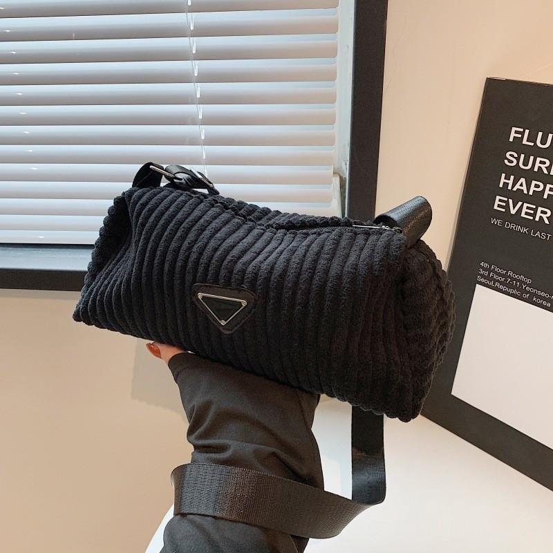 Trendy 2024 Women's Corduroy Crossbody Bag In Black White Gray Brown For Casual Style