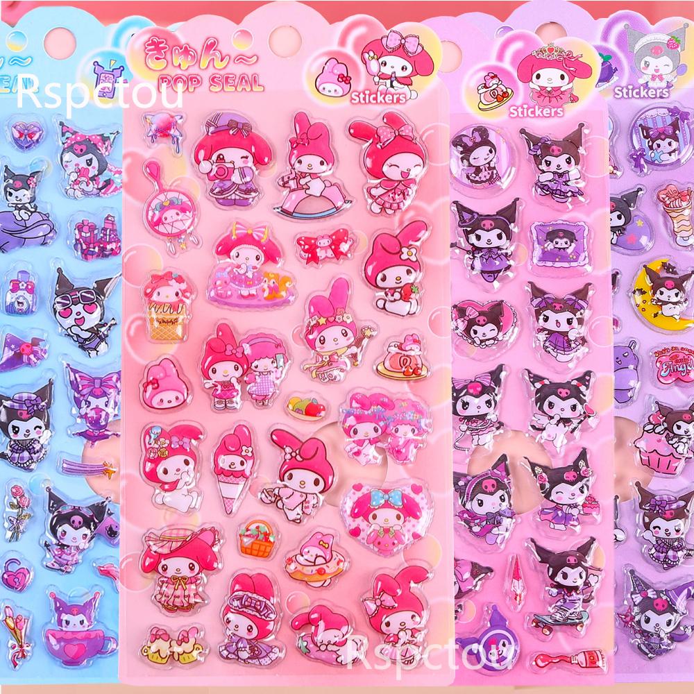 Cute Sanrio Series 3D Relief Stickers Aesthetic Decoration Decals Kawaii Cinnamoroll My Melody Kuromi Cartoon Bubble Sticker Toy